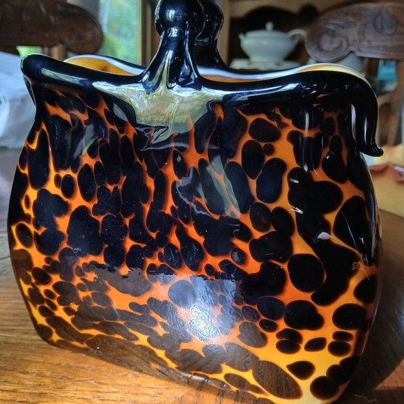 Handblown Glass Leopard Print Clutch/Purse Vase - Picture 6 of 14